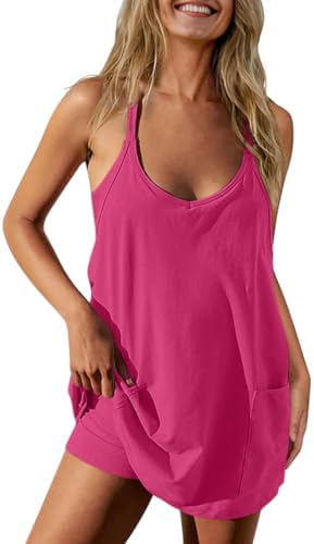 Womens Athletic Romper Dress Summer Tennis Mini Dress Built in Shorts