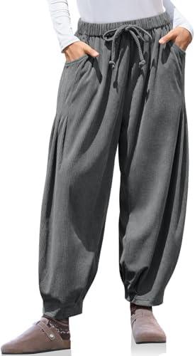 Womens Baggy Wide Leg Corduroy Pants with Pockets