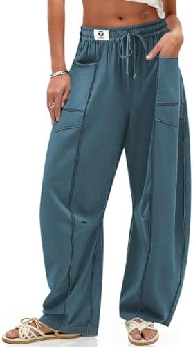 Women's Baggy Wide Leg Palazzo Pants Lake Blue