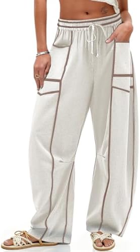 Women's Baggy Wide Leg Palazzo Pants Milky White
