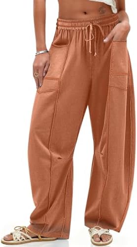 Women's Baggy Wide Leg Palazzo Pants Red Orange