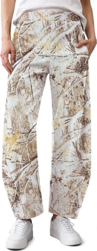 Women Barrel Corduroy Elastic Waist Pants