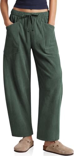 Barrel Corduroy Pants Women Wide Leg High Waisted Baggy Trousers