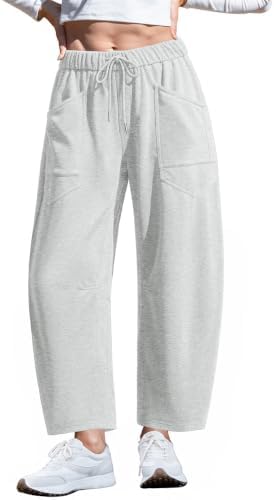 Barrel Sweatpants Women Drawstring Wide Leg Lounge Pants with Pockets