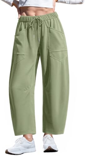 Barrel Sweatpants Women Drawstring Wide Leg Lounge Pants with Pockets