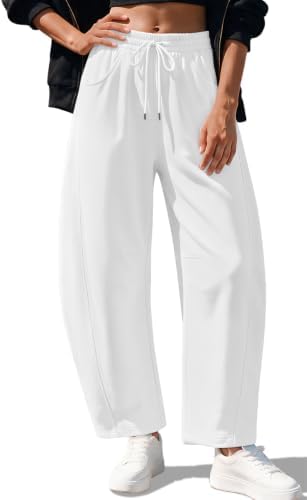 Womens Barrel Sweatpants Fleece Lined Baggy Wide Leg Sweat Pants