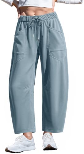 Womens Barrel Sweatpants High Waisted Wide Leg Casual Lounge Pants