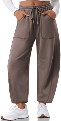 Womens Barrel Sweatpants Wide Leg Contrast Piping Loose Lounge Pants