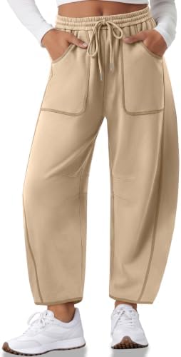 Womens Barrel Sweatpants Wide Leg Contrast Piping Loose Lounge Pants
