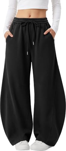 Womens Barrel Sweatpants Wide Leg Elastic Waist Lounge Pants