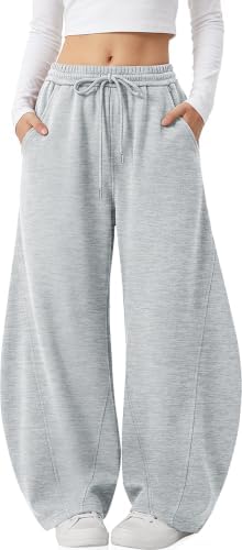 Womens Barrel Sweatpants Wide Leg Elastic Waist Lounge Pants
