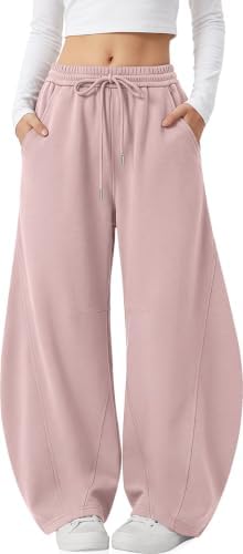 Womens Barrel Sweatpants Wide Leg Elastic Waist Lounge Pants