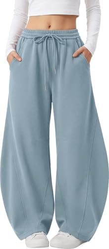 Womens Barrel Sweatpants Wide Leg Elastic Waist Lounge Pants