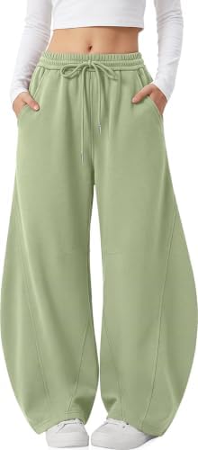 Womens Barrel Sweatpants Wide Leg Elastic Waist Lounge Pants