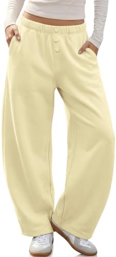 Women's Barrel Sweatpants Wide Leg Fleece Lined Baggy Lounge Pant