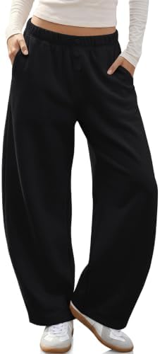 Women's Barrel Sweatpants Wide Leg Fleece Lined Baggy Lounge Pant