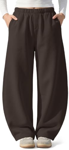 Womens Barrel Sweatpants Wide Leg Fleece Lined Sweat Track Pants