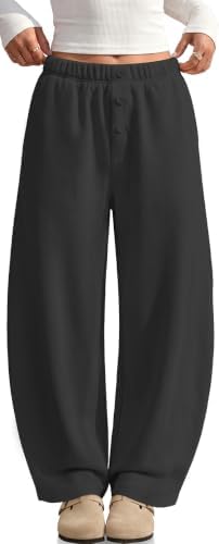 Women's Barrel Sweatpants Wide Leg Fleece Lined Baggy Lounge Pant