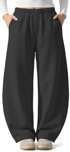 Womens Barrel Sweatpants Wide Leg Fleece Lined Sweat Track Pants