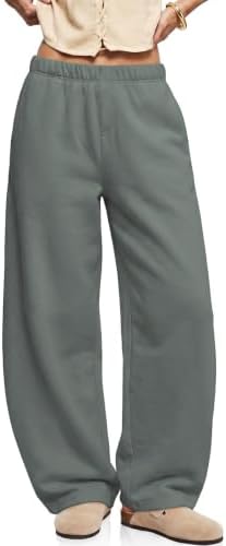 Womens Barrel Sweatpants Wide Leg Fleece Lined Sweat Track Pants