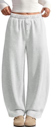 Women's Barrel Sweatpants Wide Leg Fleece Lined Baggy Lounge Pant