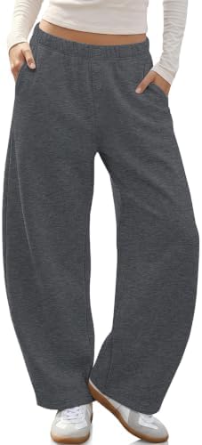 Women's Barrel Sweatpants Wide Leg Fleece Lined Baggy Lounge Pant