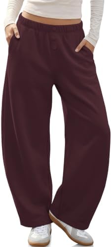 Women's Barrel Sweatpants Wide Leg Fleece Lined Baggy Lounge Pant