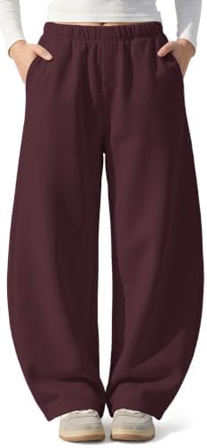 Womens Barrel Sweatpants Wide Leg Fleece Lined Sweat Track Pants