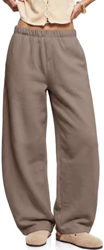 Womens Barrel Sweatpants Wide Leg Fleece Lined Sweat Track Pants