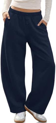 Women's Barrel Sweatpants Wide Leg Fleece Lined Baggy Lounge Pant
