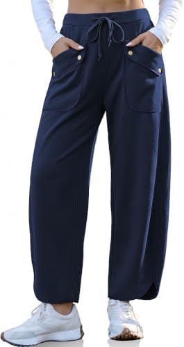 Barrel Sweatpants Women Wide Leg Pants Baggy Lounge Track Pants Navy