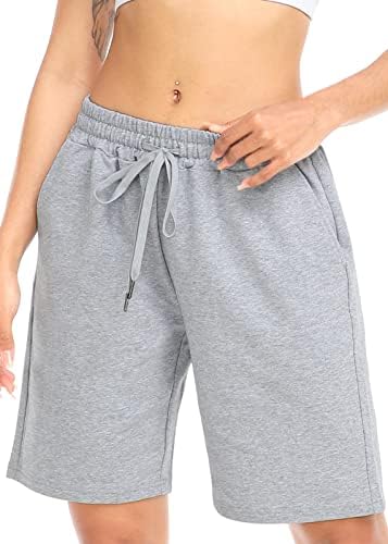Womens Bermuda Shorts with Pockets Drawstring Casual Lounge Shorts