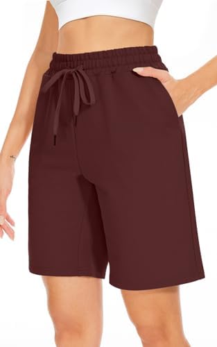 Womens Bermuda Shorts with Pockets Drawstring Casual Lounge Shorts
