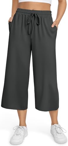 Womens Capri Pants Stretch Yoga Athletic Gym Capris Wide Leg Yoga Pants