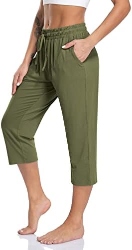 Womens Capri Pants Stretch Yoga Athletic Gym Capris Sweatpants Comfy