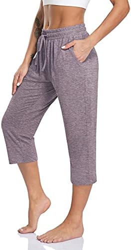 Womens Capri Yoga Pants Loose Drawstring Capris Workout Sweatpants