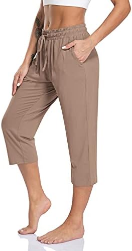Womens Capri Yoga Pants Loose Drawstring Capris Workout Sweatpants