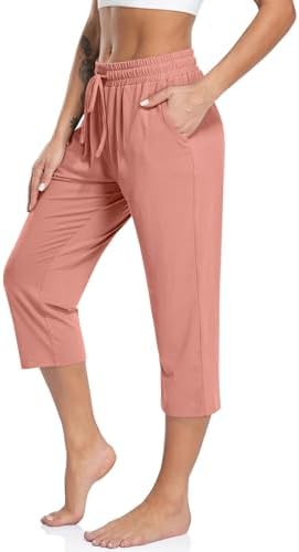 Women's Capri Yoga Pants Loose Soft Drawstring Workout Sweatpants