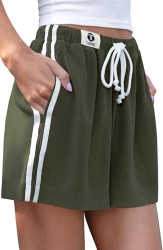 Womens Casual Shorts Linen Lounge Loose Fit Boxer Shorts Elastic Waist
