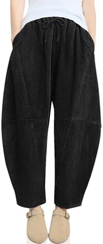 Womens Corduroy Baggy Harem Pants Black