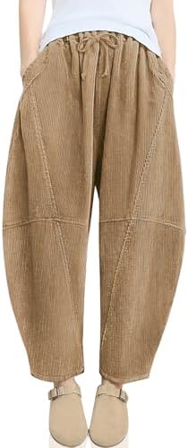 Womens Corduroy Baggy Harem Pants Camel