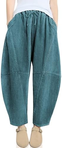 Womens Corduroy Baggy Harem Pants Lake Blue
