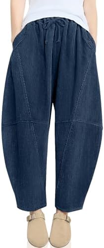 Womens Corduroy Baggy Harem Pants Navy
