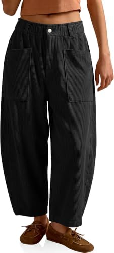 Womens Corduroy Barrel Pants Black