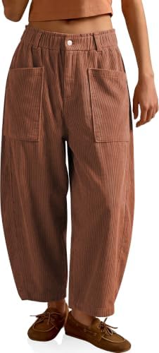 Womens Corduroy Barrel Pants Brown