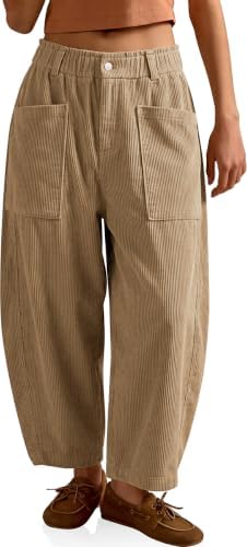 Womens Corduroy Barrel Pants Camel