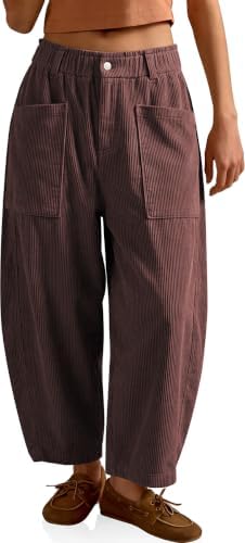 Womens Corduroy Barrel Pants Dark Coffee