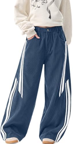 Women's Corduroy Barrel Pants Elastic Waist Loose Casual Trousers