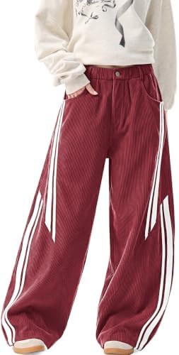 Women's Corduroy Barrel Pants Elastic Waist Loose Casual Trousers