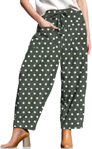 Women's Corduroy Barrel Pants High Waist Drawstring Wide Leg Pants